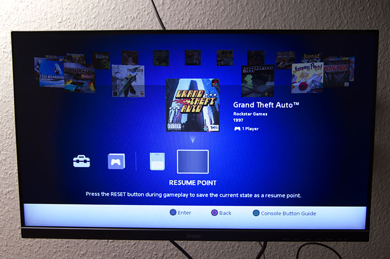 Sony PlayStation Classic games menu, Grand Theft Auto from 1997